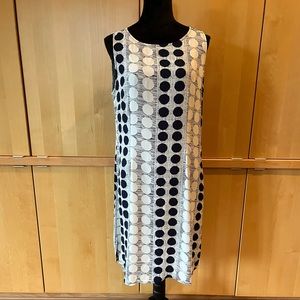 Loco Lindo Womens May and white and navy blue dot sleeveless dress size M
